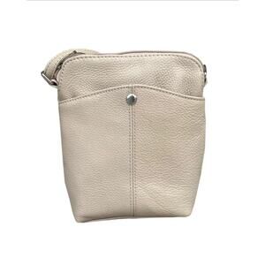 NWT Cal-Wyn White-Beige Cowhide Women Mini Crossbody Shoulder Bag Phone Pouch